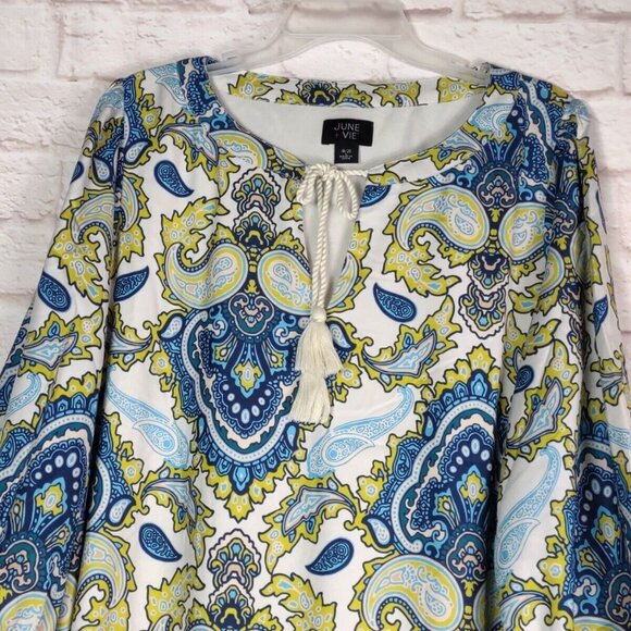 June & Vie Kaftan Caftan Maxi Dress PLUS 18/20 Floral Paisley Retro Mrs. Roper - Picture 9 of 11